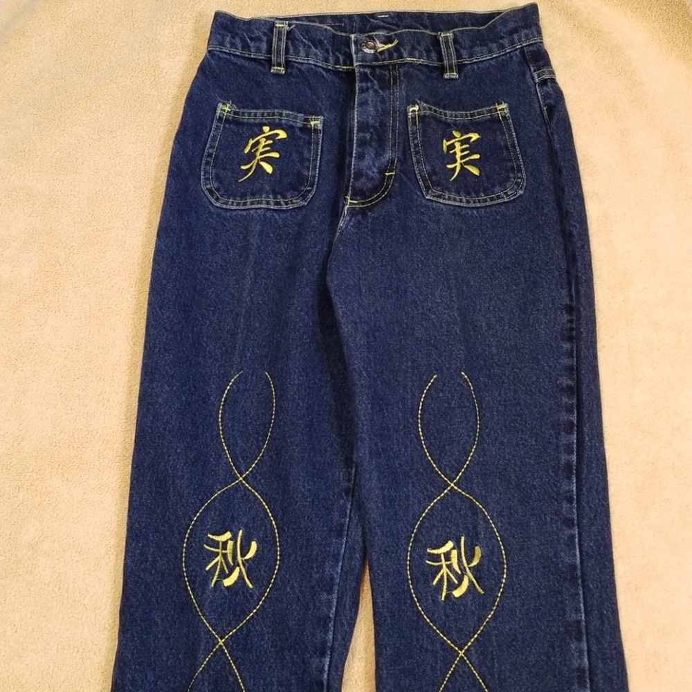Lizzetty Dark Wash Jeans With Embroidery Size 30 - Picture 5 of 8